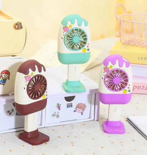 Popsicle Ice Cream Handheld Mini Portable Fan, Rechargeable Ice Cream Mini Hand Fan With Stand, Summer Mini Portable Hand Fan Popsicle Ice Cream Handheld Mini Portable Fan, Rechargeable Ice Cream Mini Hand Fan With Stand, Summer Mini Portable Hand Fan